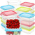 Gejoy 30 Pack 20 oz Plastic Food Containers with Lids for Daycare Preschool, Reusable Freezer Storage Bento Lunch Box Sandwich Containers with Lids for Kids Adults Kitchen Organization School Works