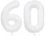 White 60 Number Balloons Big Giant Jumbo Large Number 60 Foil Mylar Balloons for Women Men 60th Birthday Party Supplies 60 Anniversary Events Decorations 40 Inch