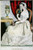 HistoricalFindings Photo: Catharine,Woman Wearing White Dress,red Curtain,Flowers,1845,Female,N. Currier