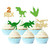 Gyufise 24Pcs Dinosaur Cupcake Toppers Glitter 2 Rex Roar Dinosaur Cupcake Picks Two Years Old Dino Theme Baby Shower Second Birthday Party Cake Decorations Supplies Gold