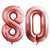 GOER 42 Inch Rose Gold Number 80 Balloons,Jumbo Foil Helium Balloons for 80th Birthday Party Decorations and Anniversary Event