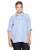 Calvin Klein Women's Plus Size Striped Boyfriend Top, Chambray/White 0X
