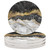 Marble Texture Grey Gold Coasters for Drinks, Set of 4 Absorbent Round Ceramic Coasters Cork Backing Tabletop Protection Mat for Cold Drinks Wine Mugs Cups Wooden Table Decor