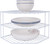 AKAZA 3-Tier Corner Shelf Counter and Cabinet Organizer - Cabinet Storage Shelf Rack, Shelves?Kitchen Counter and Cabinet Shelf, Storage Rack Organizer for Kitchen, Fridge,, Bathroom Cupboard (White)