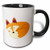 3dRose 175374_4"Cute Sleeping Red Fox Two Tone Mug, 11 oz, Black
