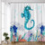 PZMPZM Seahorse Shower Curtain Japanese Waves Ocean Animal Corals Teal Sea Horse Marine Plant Landscape Watercolor Nautical Home Bathroom Polyester Fabric Decor Curtains Set with Hooks 70Wx70H inch