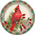 Unique Round Paper Dinner Plates - 9", Red Cardinal Christmas, 8 Pcs,Green/Red
