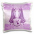 3D Rose Magenta and Cyan Blue Flip Flops Over Hot Pink Damask Pattern Pillow Case, 16" x 16"