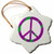 3dRose orn_18960_1 Pink Green Peace Sign Porcelain Snowflake Ornament, 3-Inch