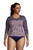Lands' End Womens Crewneck Swim Tee Rash Guard-Spliced-Colorblock Deep Sea Navy Paisley Mix Regular X-Small