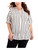 Calvin Klein Womens White Striped Roll-tab Sleeve V Neck Button Up Top Plus 1X