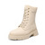 DREAM PAIRS Women's Sdab2227w Platform Chelsea Combat Boots Lace Up Lug Sole Ankle Booties Shoes,Size 9, Beige/White