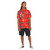 Volcom Men's Regular Marble Floral Short Sleeve Button Down Hawaiian Shirt, Red Orange, Large