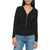 Calvin Klein Women's Everyday Matte Jersey Long Sleeve Ruched Zip Front Blouse, Black