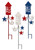 Worth Imports 33" Metal Americana Rocket Fireworks Yard, Set of 3 Stake, Multicolor