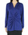 Alfani Womens Twisted Pullover Blouse, Blue, Medium