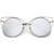 Oversize Slim Metal Cutout Flat Mirrored Round Lens Cat Eye Sunglasses 58mm (Silver/Silver Mirror)