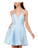 Speechless Womens Light Blue Pocketed Zippered Cut Out Lace Back Pleated Spaghetti Strap V Neck Short Party Fit + Flare Dress Juniors 9