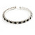 Avalaya Black & Clear Crystal Thin Flex Bangle Bracelet (Silver Tone)