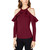 I-N-C Womens Ruffle Cold Shoulder Blouse, Red, Large