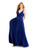 City Studio Womens Blue Glitter Spaghetti Strap V Neck Maxi Formal Fit + Flare Dress Juniors 9