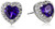 Amazon Collection Sterling Silver Genuine African Amethyst and Created White Sapphire Halo Heart Stud Earrings