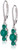 Amazon Collection Sterling Silver Created Emerald 5mm and 3mm Three Stone May Birthstone Leverback Dangle Earrings
