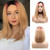 variouswig Short Blonde Wigs for Women Synthetic Straight Blonde Bob Wigs with Dark Roots Shoulder Length Mix Color Black Red Blonde Ombre Wig Middle Part Heat Resistant Bob Wig Party Cosplay Wigs