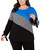 Alfani Womens Colorblock Tie Sleeve Pullover Blouse, Blue, 1X
