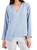 Alfani Womens Draped Front Pullover Blouse, Blue, Medium