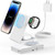 Houflody 3 in 1 Foldable Magnetic Wireless Charging Station for Multiple Device, Travel MagSafe Charger Stand for iPhone 15/14/13/12 Series, Apple Watch Ultra/SE/9/8/7/6/5/4/3/2, AirPods Pro, White