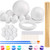 48PCS Solar System Model Foam Ball Kit Includes 10 Sizes Polystyrene Spheres Balls, Bamboo Sticks, Toothpick Flags, 8 Color Pigments, Brushes, Paint Tray Palette for School Science Projects
