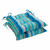 Pillow Perfect Stripe Indoor/Outdoor Chair Seat Cushion with Ties, Tufted, Weather, and Fade Resistant, 18.5" x 19", Blue/Tan Dina, 2 Count