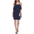 DKNY Women's Flutter Sleeve Fuax Wrap Dress, Navy, 12