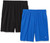 Amazon Essentials Men's Performance Tech Loose-Fit Shorts (Available in Big & Tall), Pack of 2, Black/Royal Blue, Large