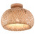 Rattan Semi Flush Mount Ceiling Light, Mini Bamboo Ceiling Light Fixture, Handmade Boho Rattan Light Chandelier, Farmhouse Light Fixtures for Bedroom Kids Room Hallway Corridor Passway Entryway