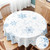 Yibeas Table Cloth Snowflakes Round Tablecloth 60 inch Winter Blue Snow Splash Crystal Elegant Ice Spot Tablecloths for Round Tables Small Round Tablecloth Table Cover for Outdoor