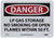 NMC D452R OSHA Sign, Legend "DANGER - LP GAS STORAGE NO SMOKING OR OPEN FLAMES WITHIN 50 FT", 10" Length x 7" Height, Rigid Plastic, Black/Red on White