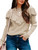 DEEP SELF Womens Long Sleeve Crew Neck Sweaters Solid Color Crochet Ruffle Knit Pullover Jumper Tops Fall Sweaters