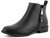 MaxMuxun Women's Black Faux Leather Ankle Boots Comfort Classic Zipper Low Heel Booties Size 9