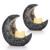 OwnMy Set of 2 Moon Shaped Candle Holders Resin Moon Tealight Holders Elegant Votive Candle Stands, Retro Silver Moon Pillar Candlestick Holders Vintage Resin Moon Candle Lamps for Table Centerpieces