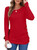 MOLERANI Women's Casual Long Sleeve Round Neck Loose Tunic T Shirt Blouse Tops(M, Red)