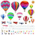 Hot Air Balloons Wall Decals Stickers: Precut Decorative Vinyl Peel and Stick Hot Air Balloon Classroom Decorations Wall Art Mural for Childrens Bedroom, Baby Nursery and Playroom