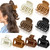 WLLHYF 8 Pack Small Square Hair Claw Clips Double Row Teeth Hair Clips 1.6 Inch Jaw Clips Medium Non-slip Matte Claw Clips Neutral Color Hair Accessories for Women Girls Thin Medium Fine Hair