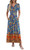 AUSELILY Maxi Dresses for Women Ankle Length Floral Print Beach Long Flowy Dress with Pockets(L,Blue Orange Flower)