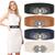 LEACOOLKEY 4 Pack Women Wide Elastic Waist Belt for Dress Vintage Stretch Cinch Belt Retro Buckle