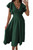 PRETTYGARDEN Women's 2023 Summer Midi Dress Ruffle Cap Sleeve V Neck Swing A Line Cocktail Party Dresses (Dark Green,Medium)