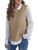 Verdusa Women's Casual Split Round Neck Sleeveless Pullover Top Sweater Vest Khaki S