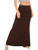 LYANER Women's Casual High Waist Solid Flare Long Maxi Skirt Brown Large