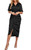 LYANER Women's Satin Deep Collar V Neck Tie Front Short Sleeve Party Midi Dress Solid Black X-Large